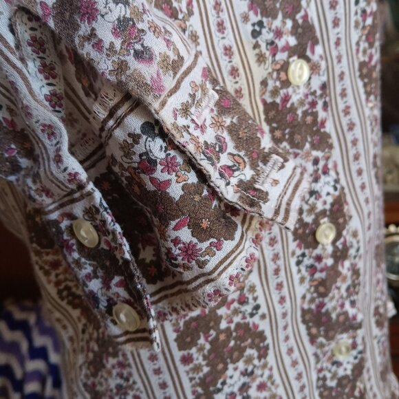 Vintage Women's Small Disco Shirt 1970s Mickey Mouse Kennington Big Collar Rare - Picture 4 of 8